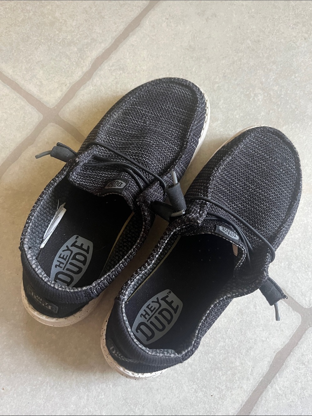 Hey Dude Black Knit Slip-On Casual Shoes with White Soles